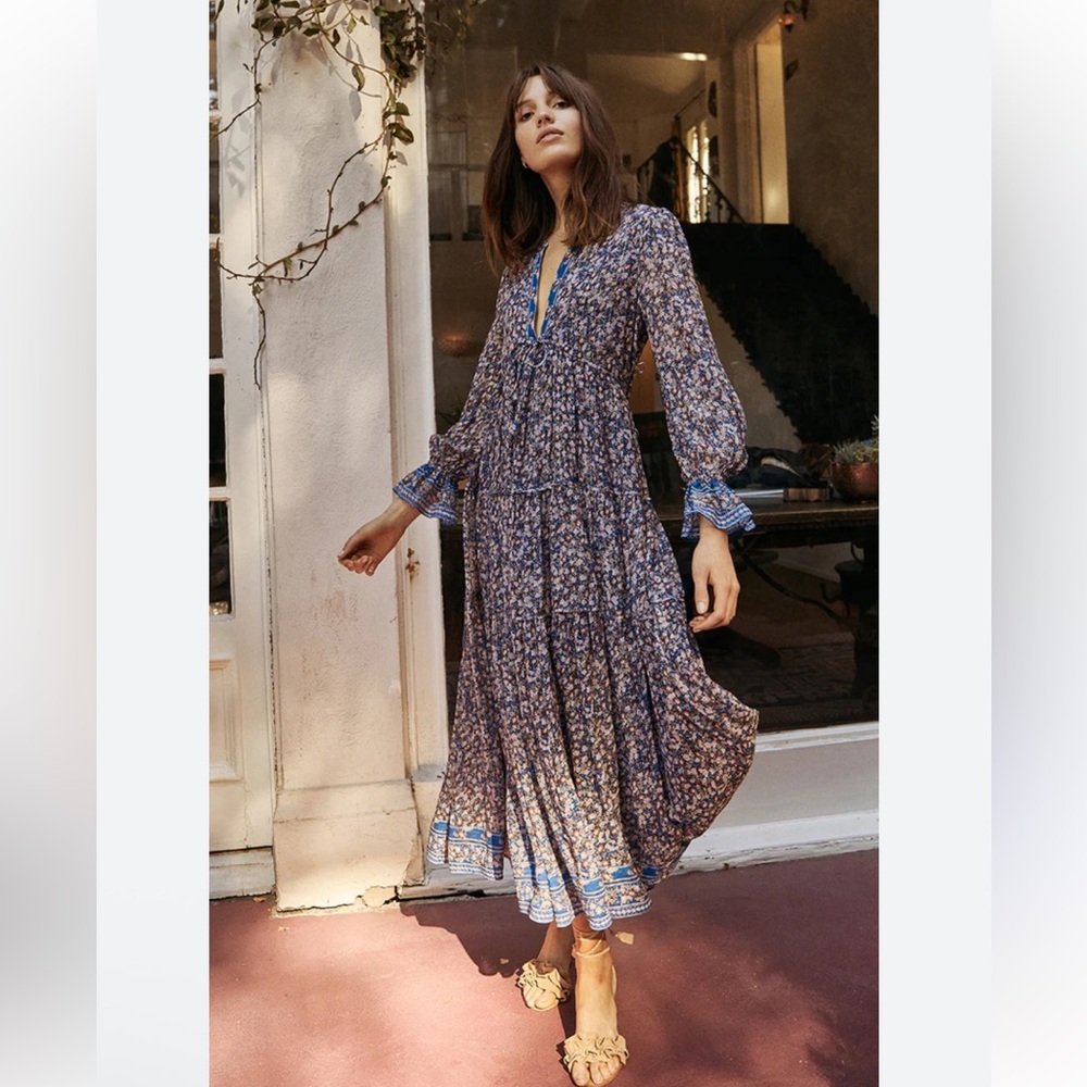 SAYLOR Ina Floral print blue maxi dress XS
